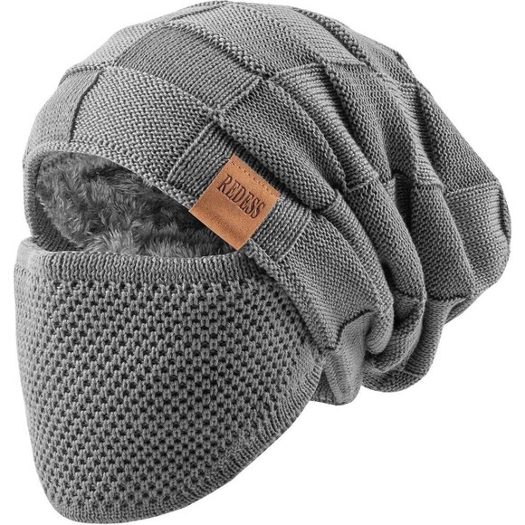 Other - Men & Women Puregrey Winter Warm Knit Slouchy Skull Cap with Face Cover
